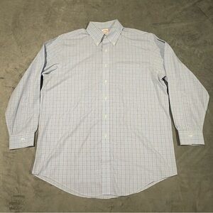 Brooks Brothers Dress Shirt Mens 16 33 Blue Check Madison Non Iron Supima Cotton